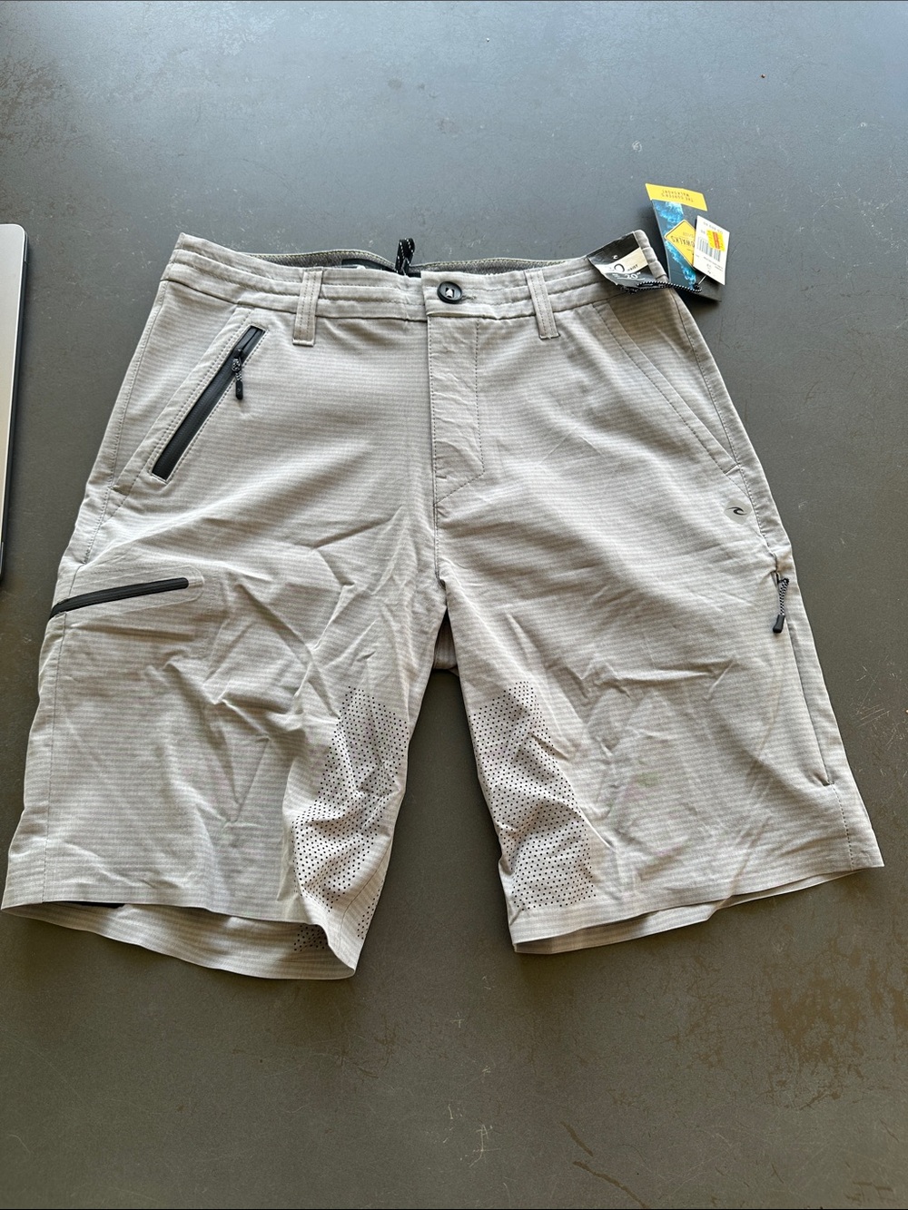 Rip Curl Light Gray Men's Athletic Shorts with Zip Pockets